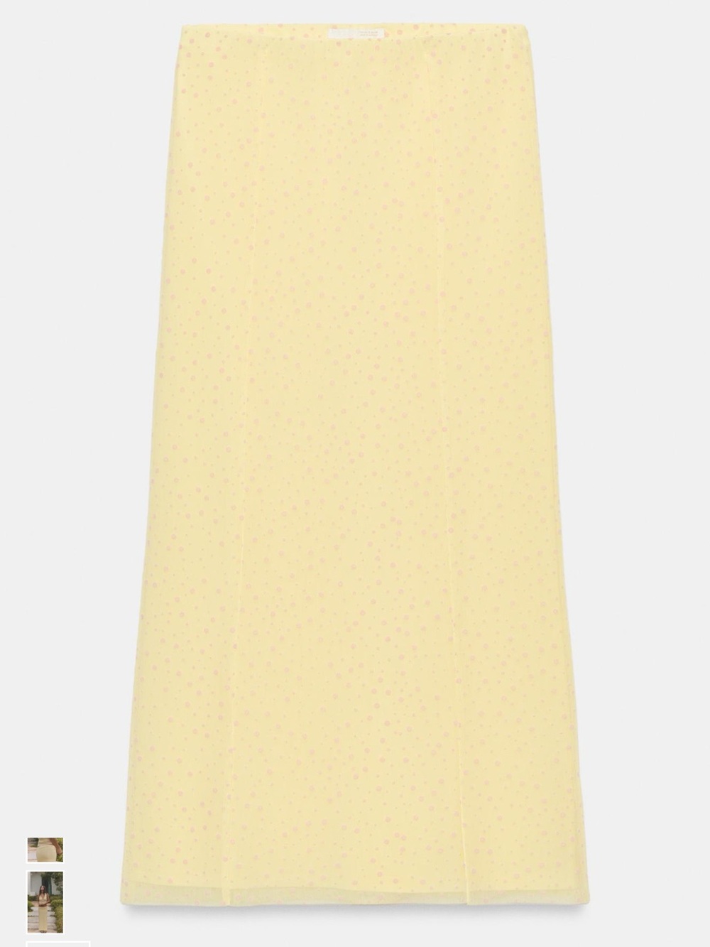 Zara Swiss Dot Midi Skirt, Yellow/Pink size M